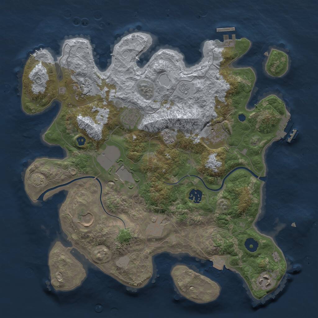 Rust Map: Procedural Map, Size: 3500, Seed: 5204676, 14 Monuments