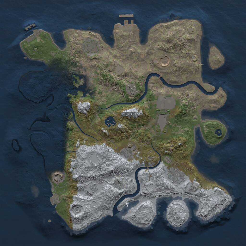 Rust Map: Procedural Map, Size: 3500, Seed: 1387486, 15 Monuments