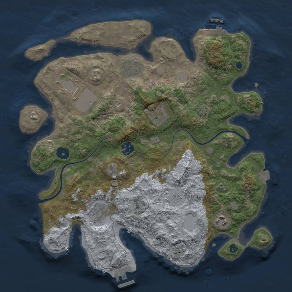 Rust Map: Procedural Map, Size: 3500, Seed: 5625138, 13 Monuments