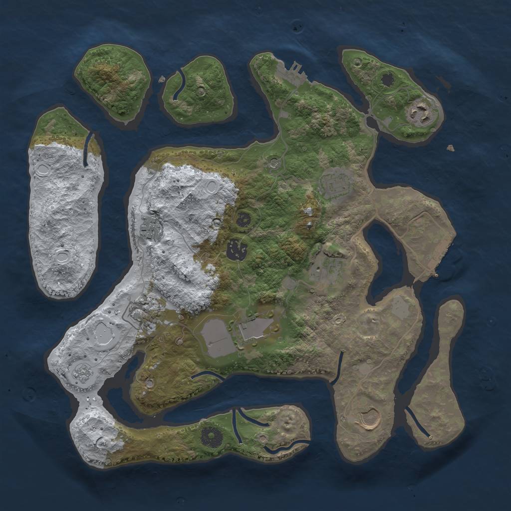 Rust Map: Procedural Map, Size: 3500, Seed: 4515588, 17 Monuments