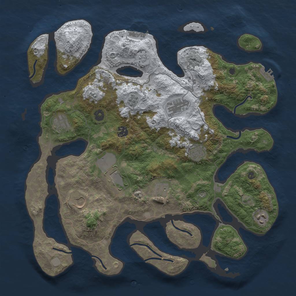 Rust Map: Procedural Map, Size: 4000, Seed: 3360910, 18 Monuments