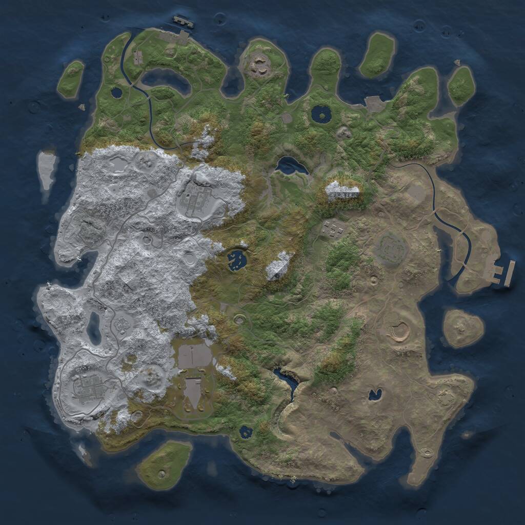 Rust Map: Procedural Map, Size: 4000, Seed: 3983564, 14 Monuments