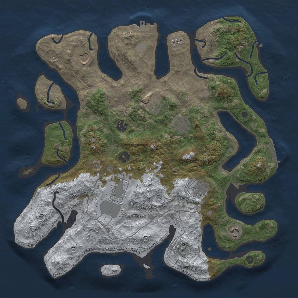 Rust Map: Procedural Map, Size: 4000, Seed: 2386339, 17 Monuments