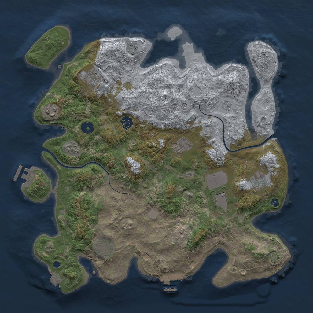 Rust Map: Procedural Map, Size: 3800, Seed: 5704411, 14 Monuments