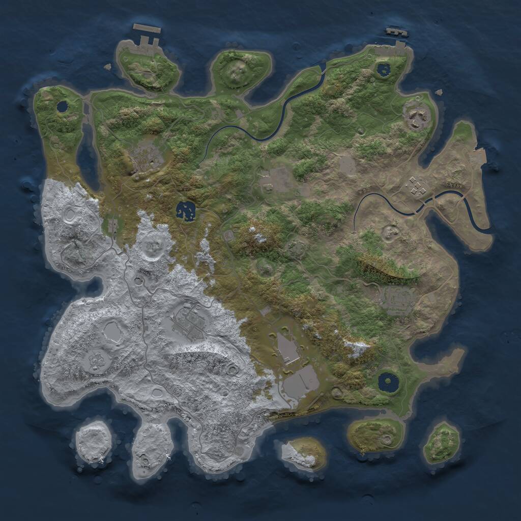 Rust Map: Procedural Map, Size: 3800, Seed: 4069249, 14 Monuments