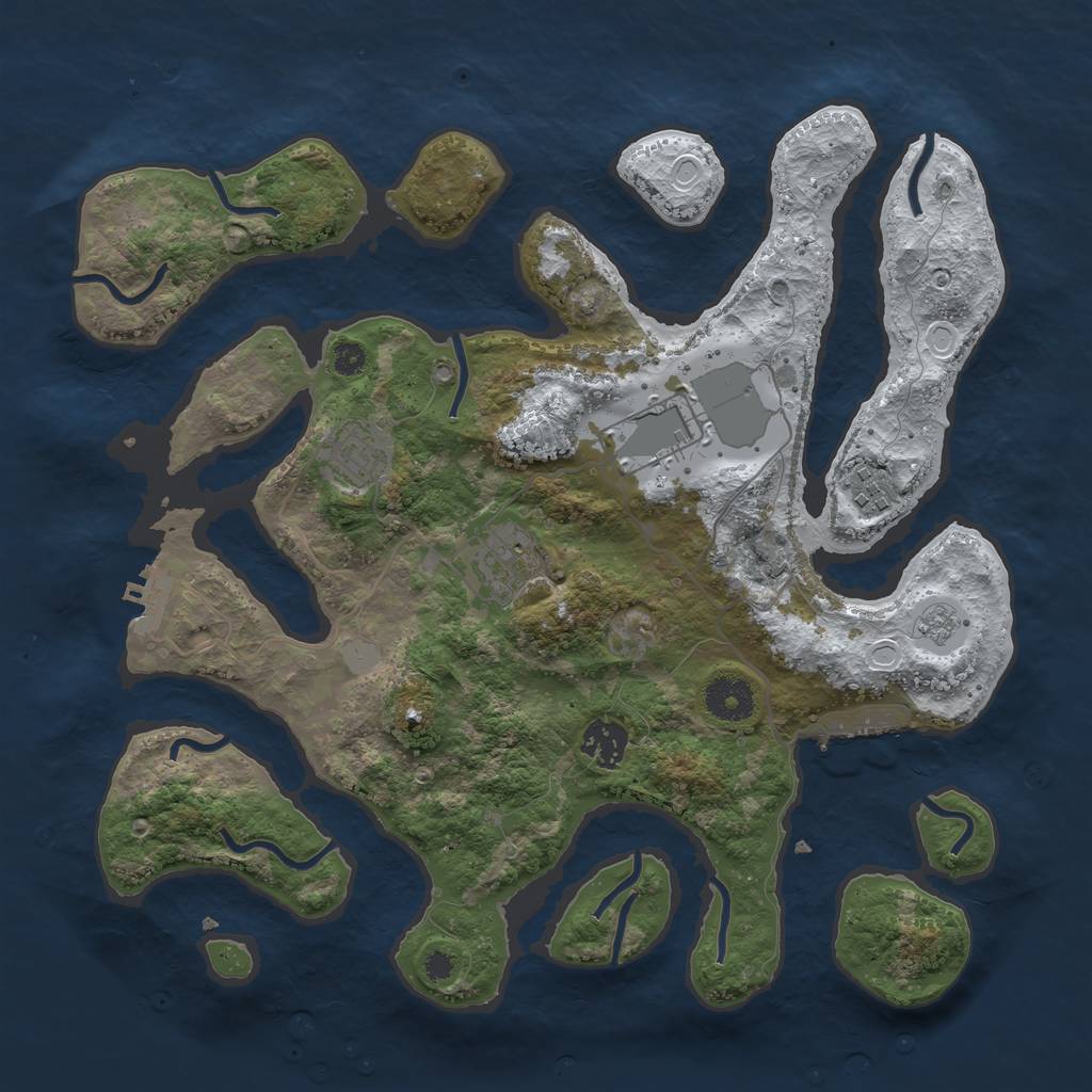 Rust Map: Procedural Map, Size: 3500, Seed: 54592, 13 Monuments