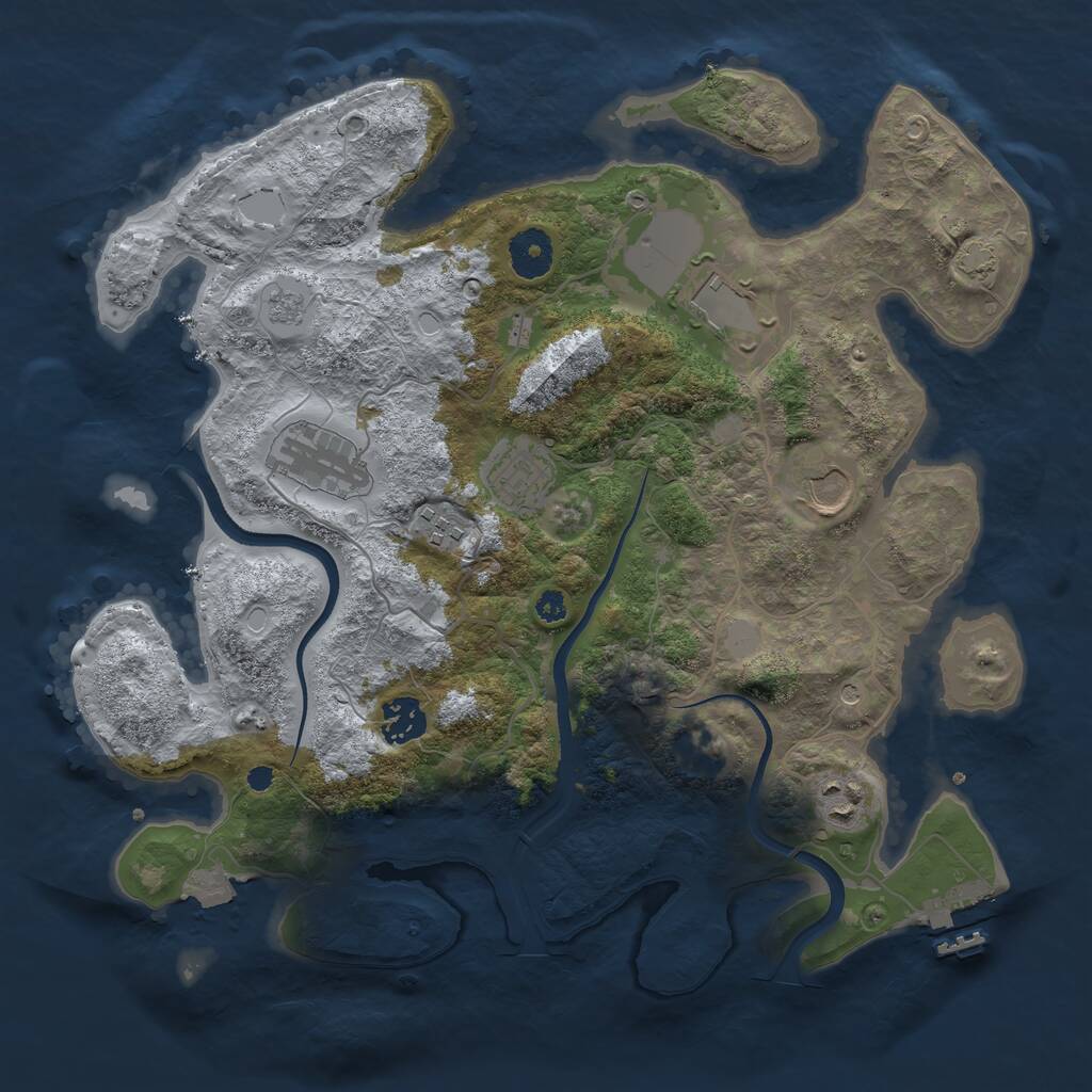 Rust Map: Procedural Map, Size: 3500, Seed: 4660687, 12 Monuments