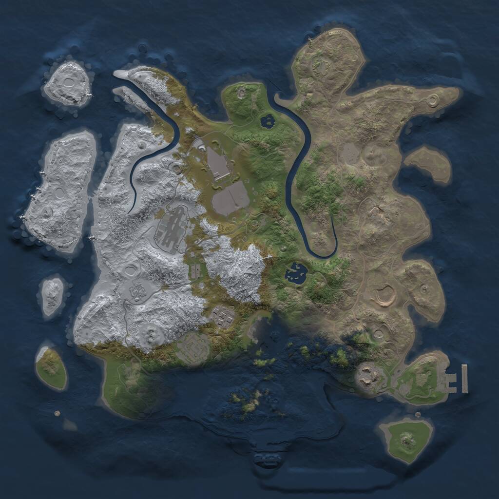 Rust Map: Procedural Map, Size: 3500, Seed: 3317340, 14 Monuments