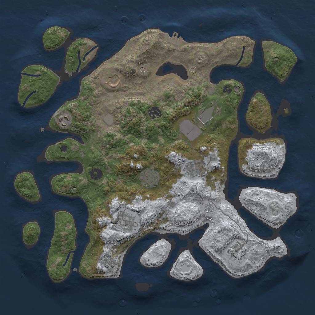 Rust Map: Procedural Map, Size: 3800, Seed: 5596649, 17 Monuments