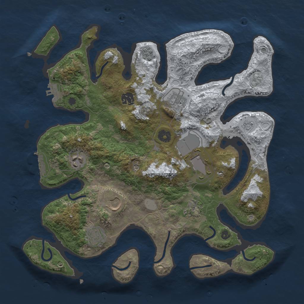 Rust Map: Procedural Map, Size: 3500, Seed: 4259216, 17 Monuments