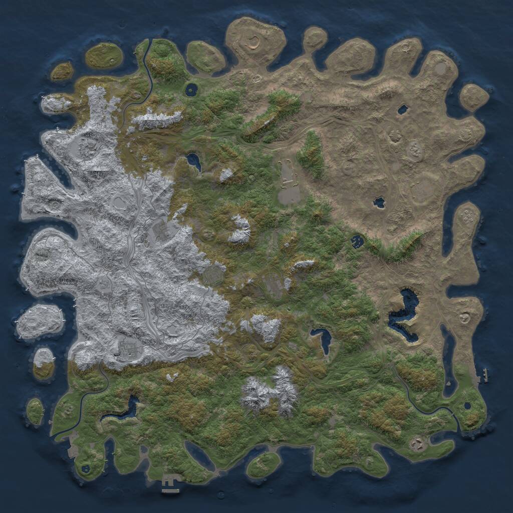Rust Map: Procedural Map, Size: 6000, Seed: 69102, 17 Monuments