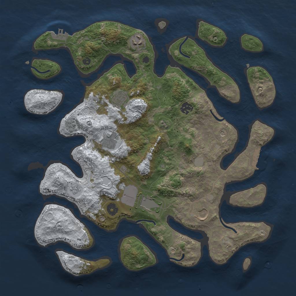Rust Map: Procedural Map, Size: 3800, Seed: 3438988, 16 Monuments