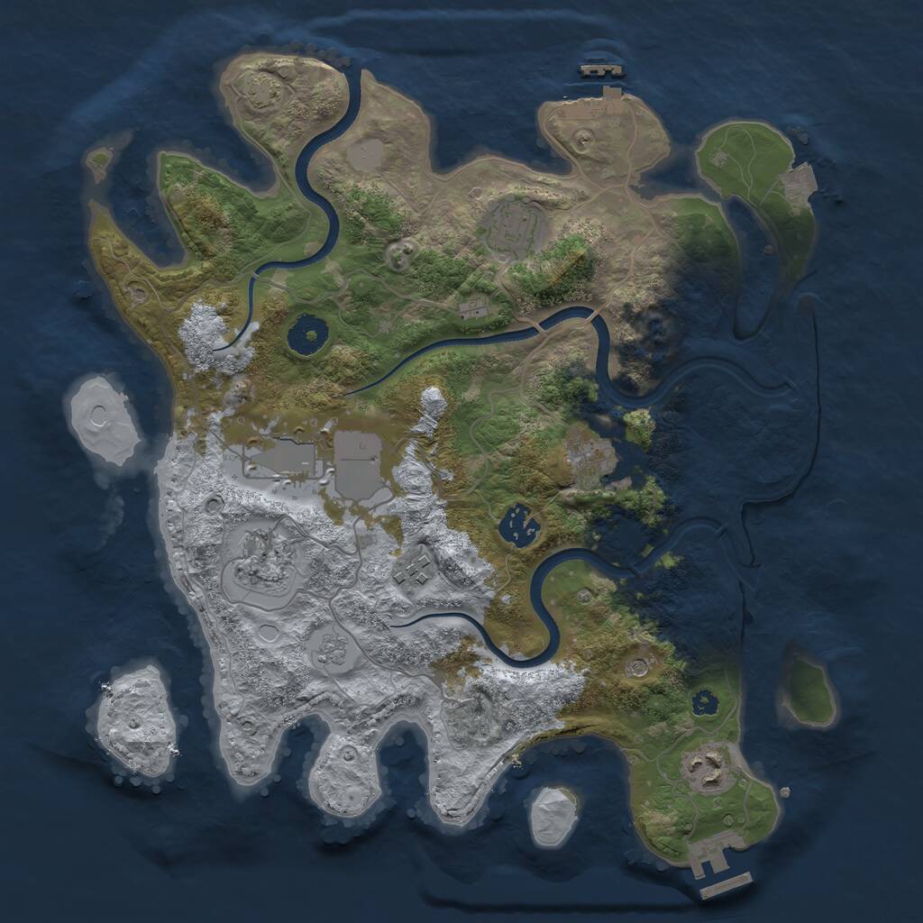 Rust Map: Procedural Map, Size: 3500, Seed: 5833385, 13 Monuments
