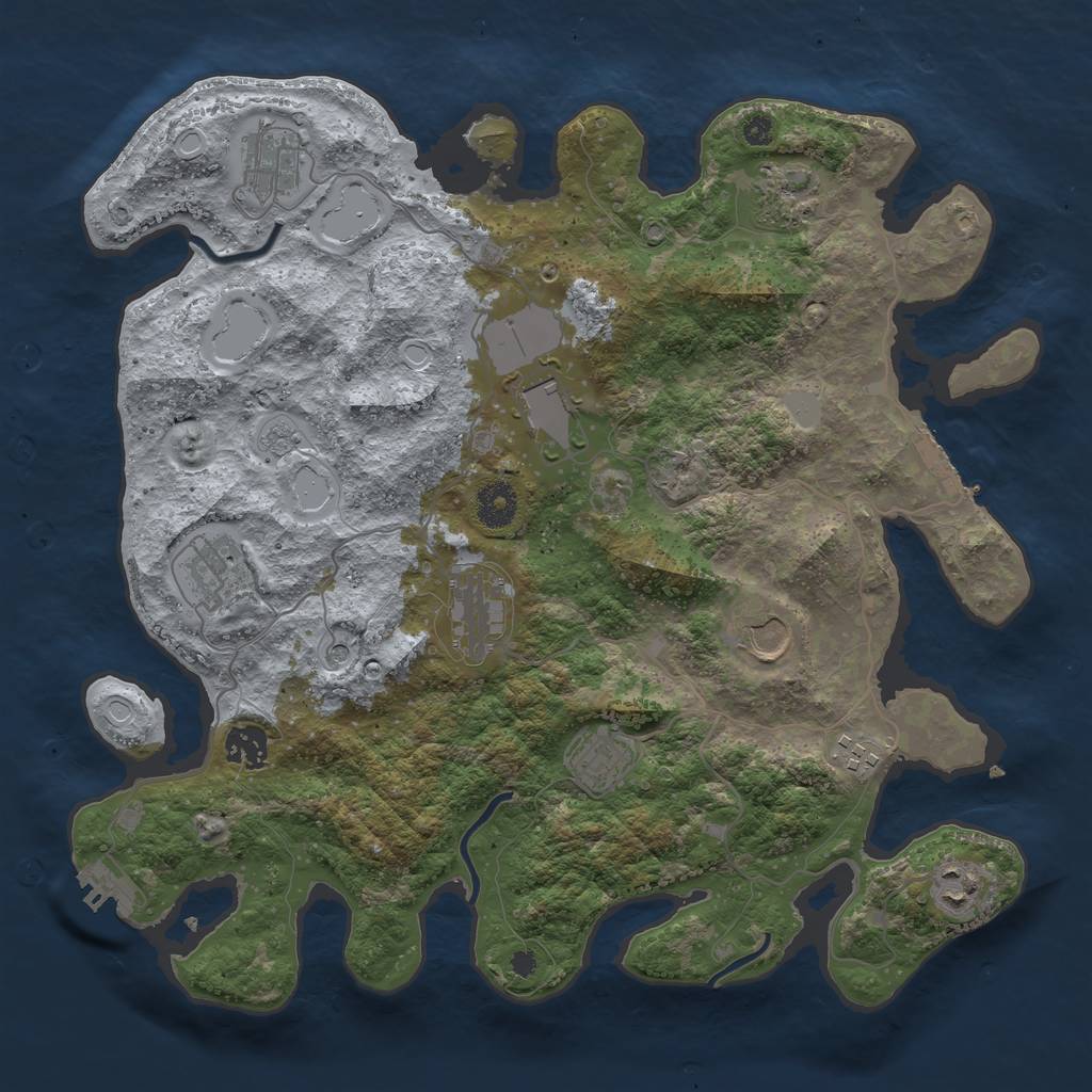 Rust Map: Procedural Map, Size: 3700, Seed: 1083195997, 17 Monuments