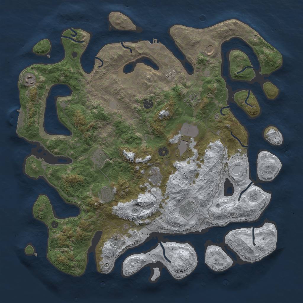 Rust Map: Procedural Map, Size: 4500, Seed: 3966550, 19 Monuments