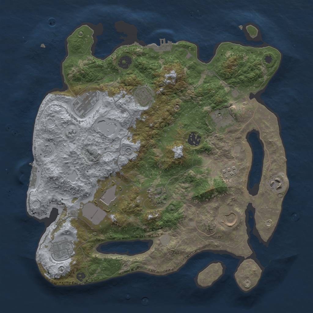 Rust Map: Procedural Map, Size: 3500, Seed: 4540599, 19 Monuments