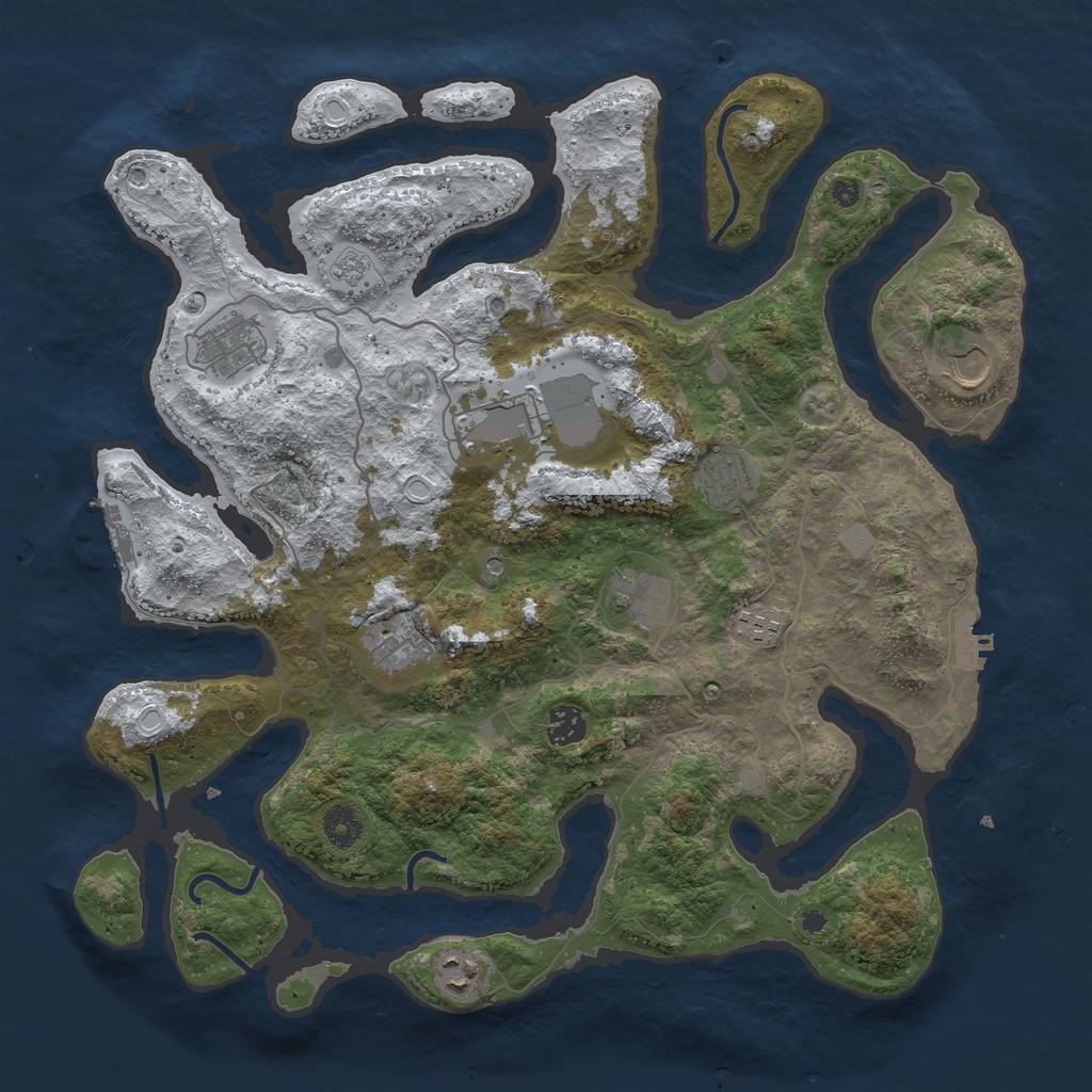 Rust Map: Procedural Map, Size: 4000, Seed: 2073, 18 Monuments