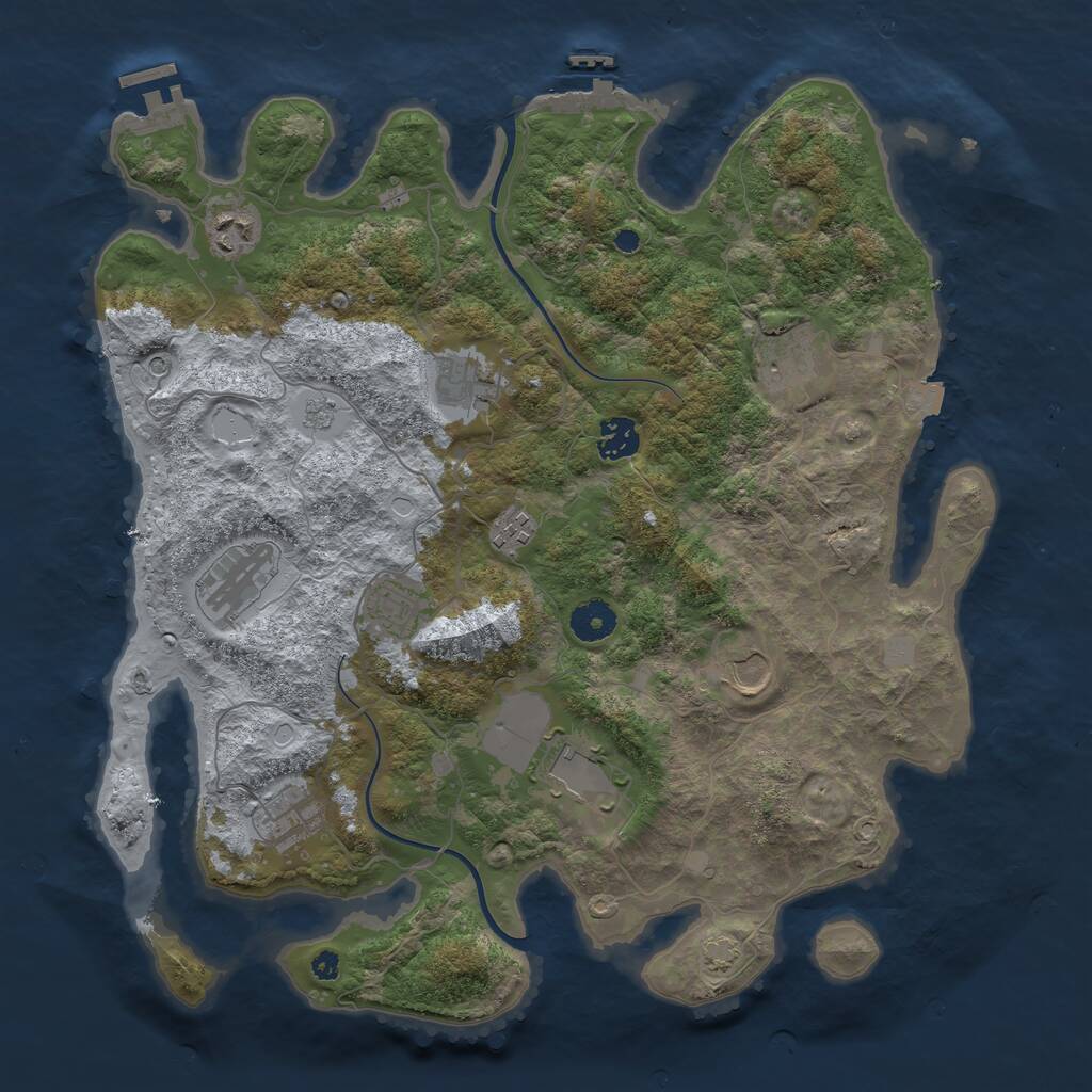 Rust Map: Procedural Map, Size: 3800, Seed: 2170242, 16 Monuments