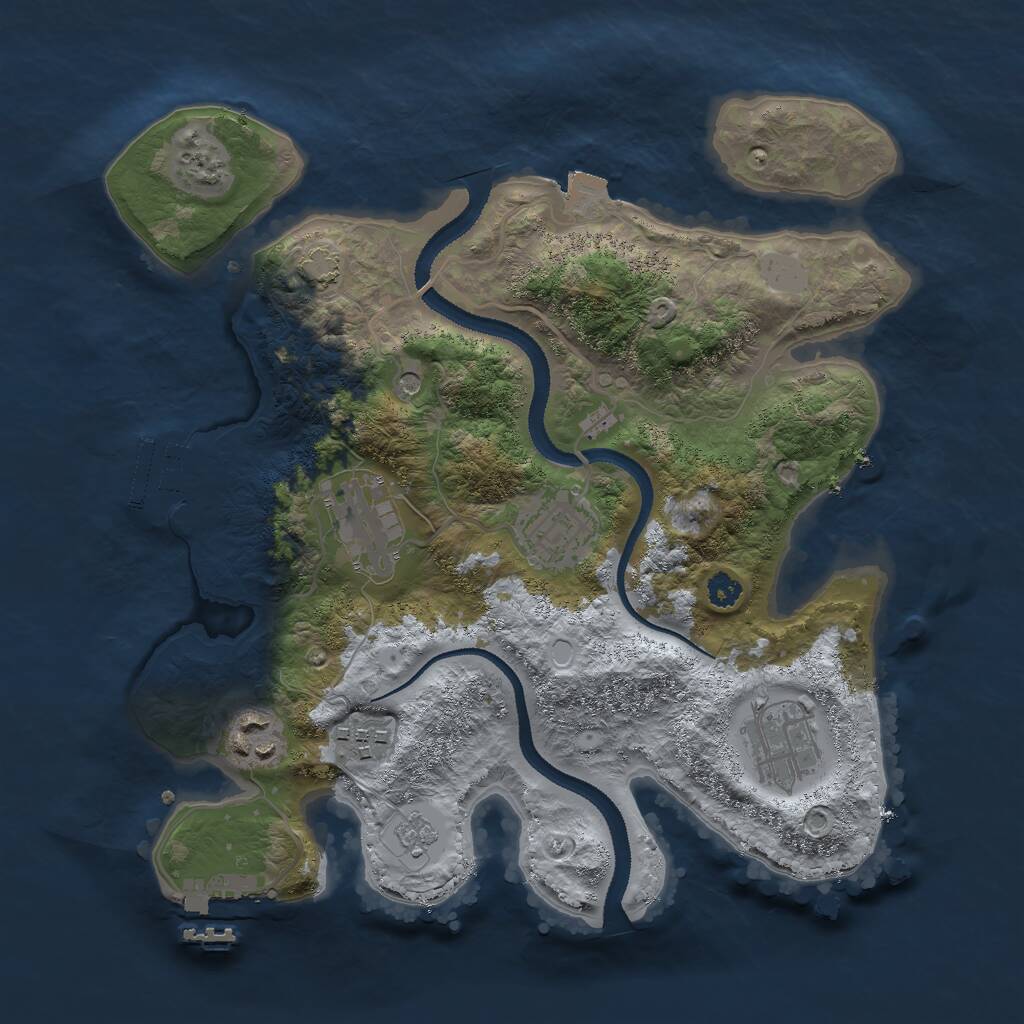 Rust Map: Procedural Map, Size: 3000, Seed: 319374330, 11 Monuments