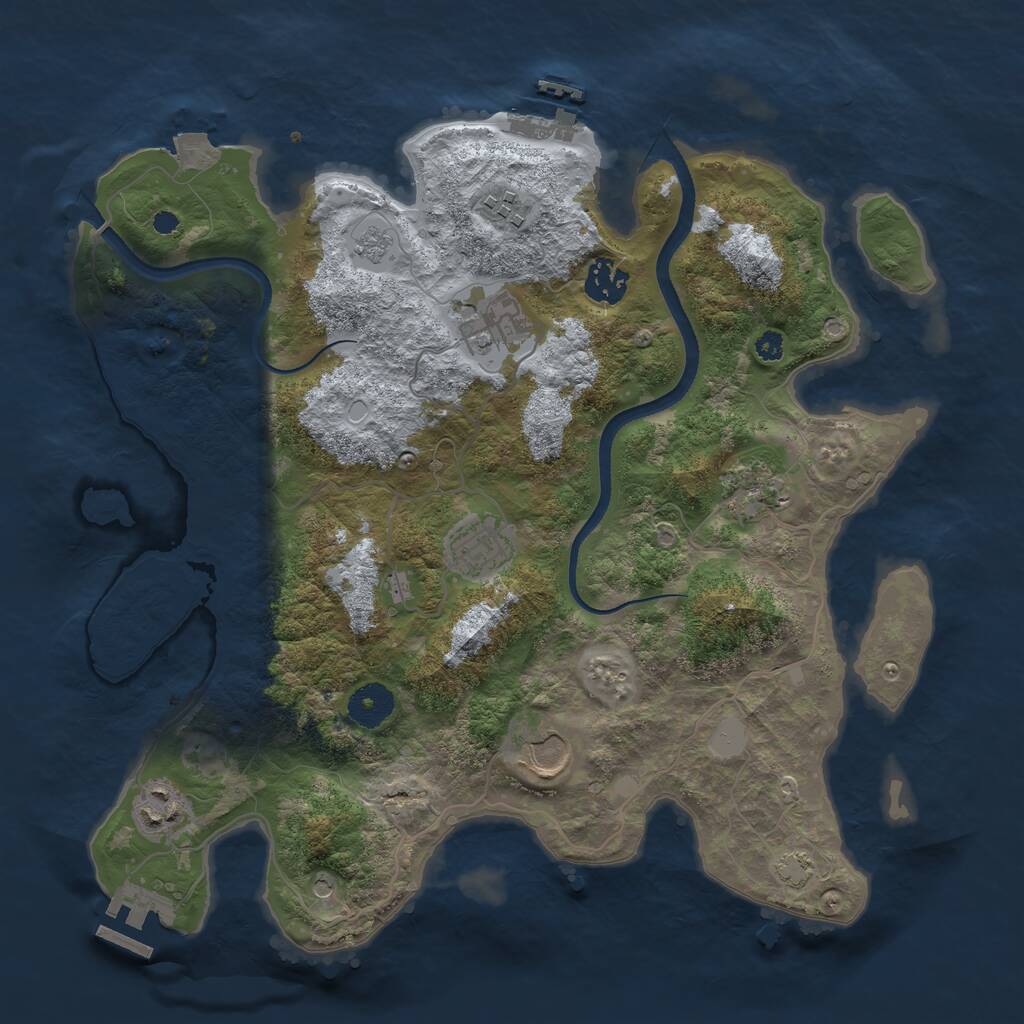 Rust Map: Procedural Map, Size: 3500, Seed: 1120143055, 13 Monuments
