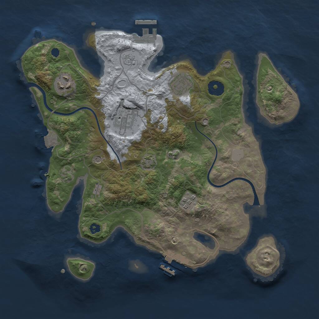 Rust Map: Procedural Map, Size: 3000, Seed: 2000, 10 Monuments
