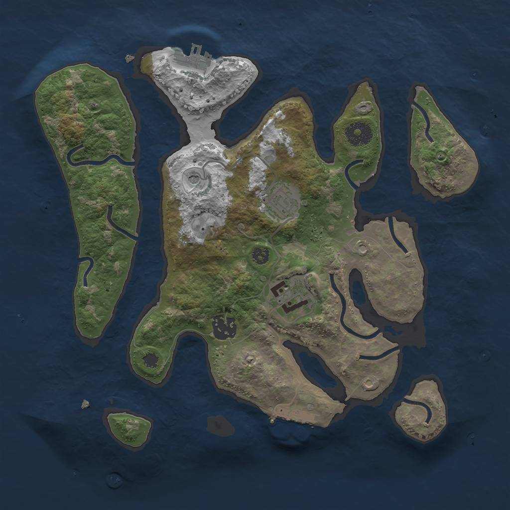 Rust Map: Procedural Map, Size: 3000, Seed: 2000, 8 Monuments