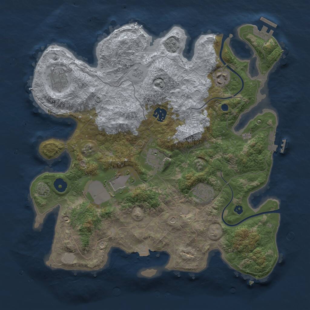 Rust Map: Procedural Map, Size: 3500, Seed: 1938960, 13 Monuments