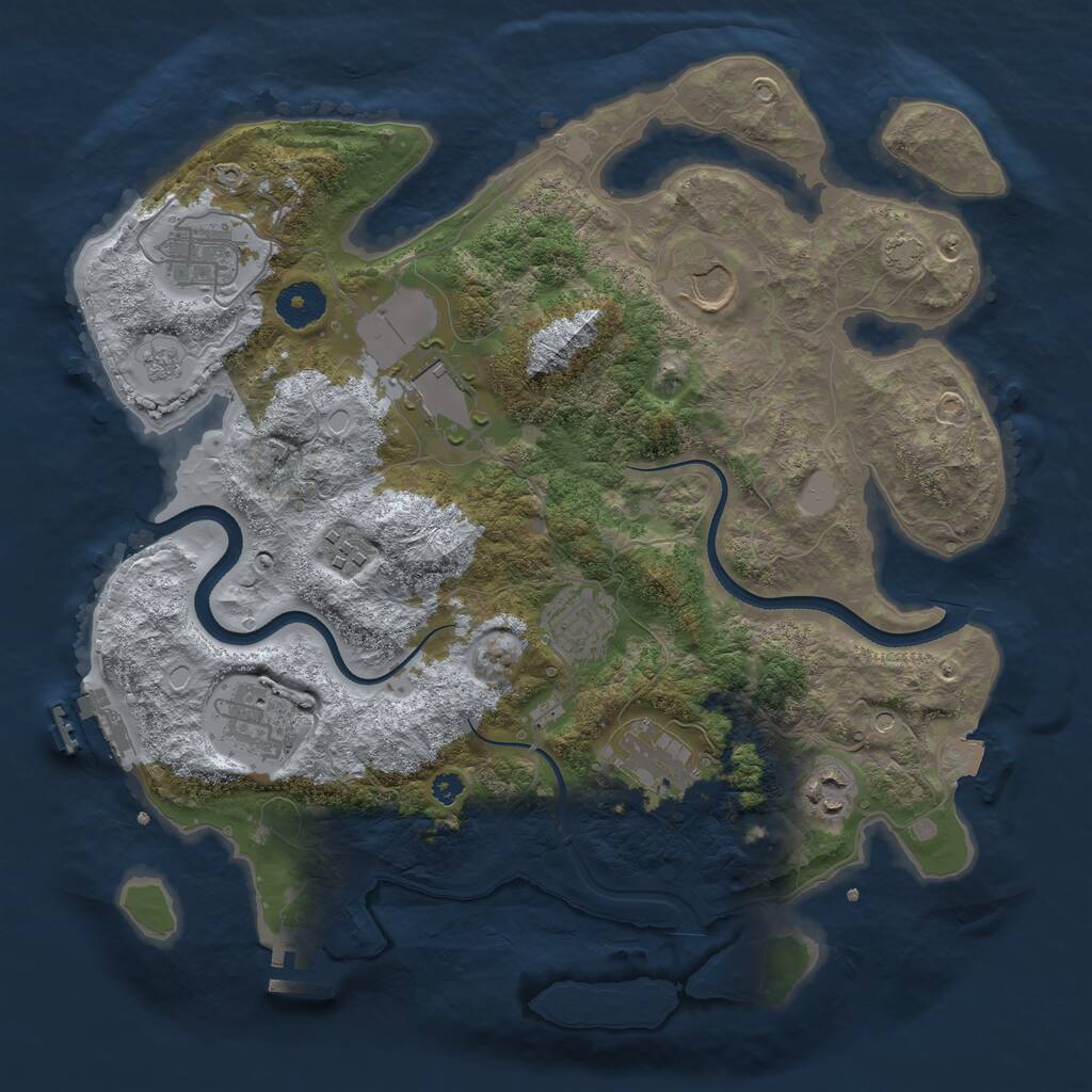 Rust Map: Procedural Map, Size: 3500, Seed: 2433077, 14 Monuments