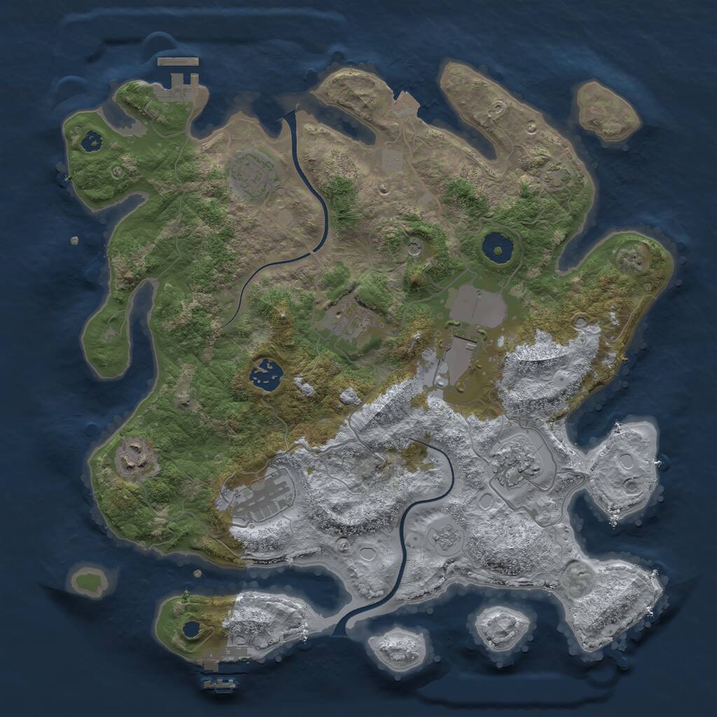 Rust Map: Procedural Map, Size: 3500, Seed: 5874294, 13 Monuments