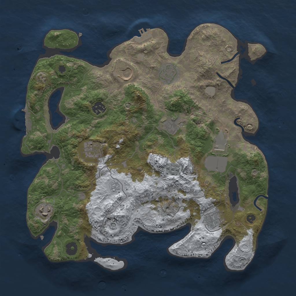 Rust Map: Procedural Map, Size: 3500, Seed: 1273919, 18 Monuments