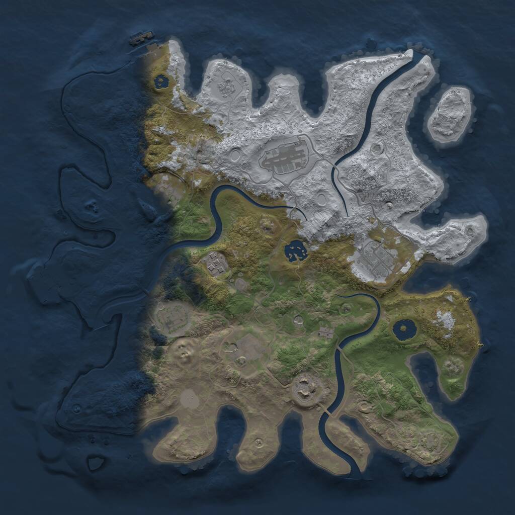 Rust Map: Procedural Map, Size: 3500, Seed: 6421731, 14 Monuments