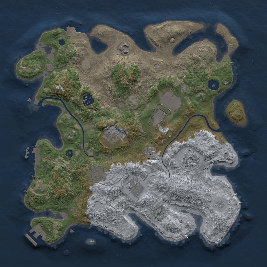 Rust Map: Procedural Map, Size: 3500, Seed: 1165987, 14 Monuments
