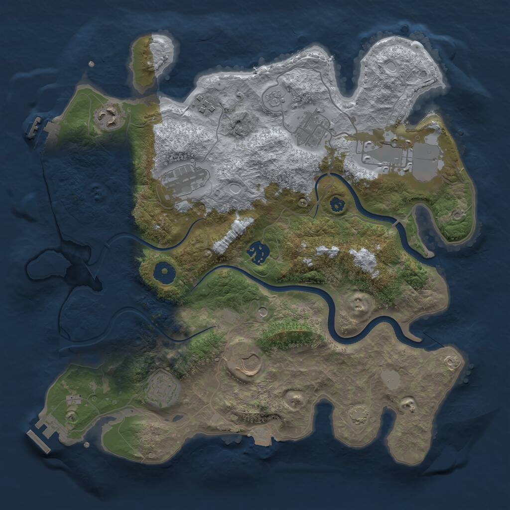Rust Map: Procedural Map, Size: 3500, Seed: 828943, 14 Monuments