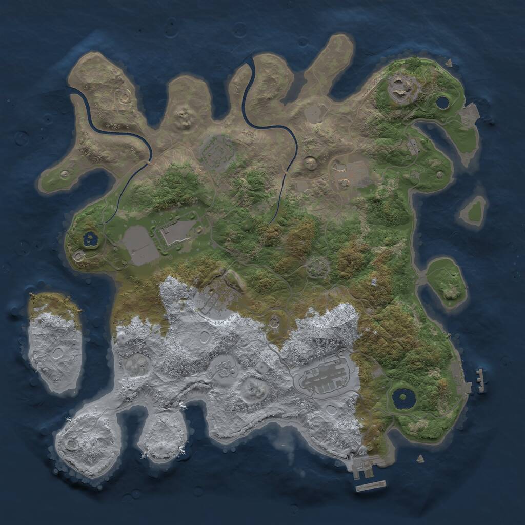Rust Map: Procedural Map, Size: 3500, Seed: 1759741, 12 Monuments
