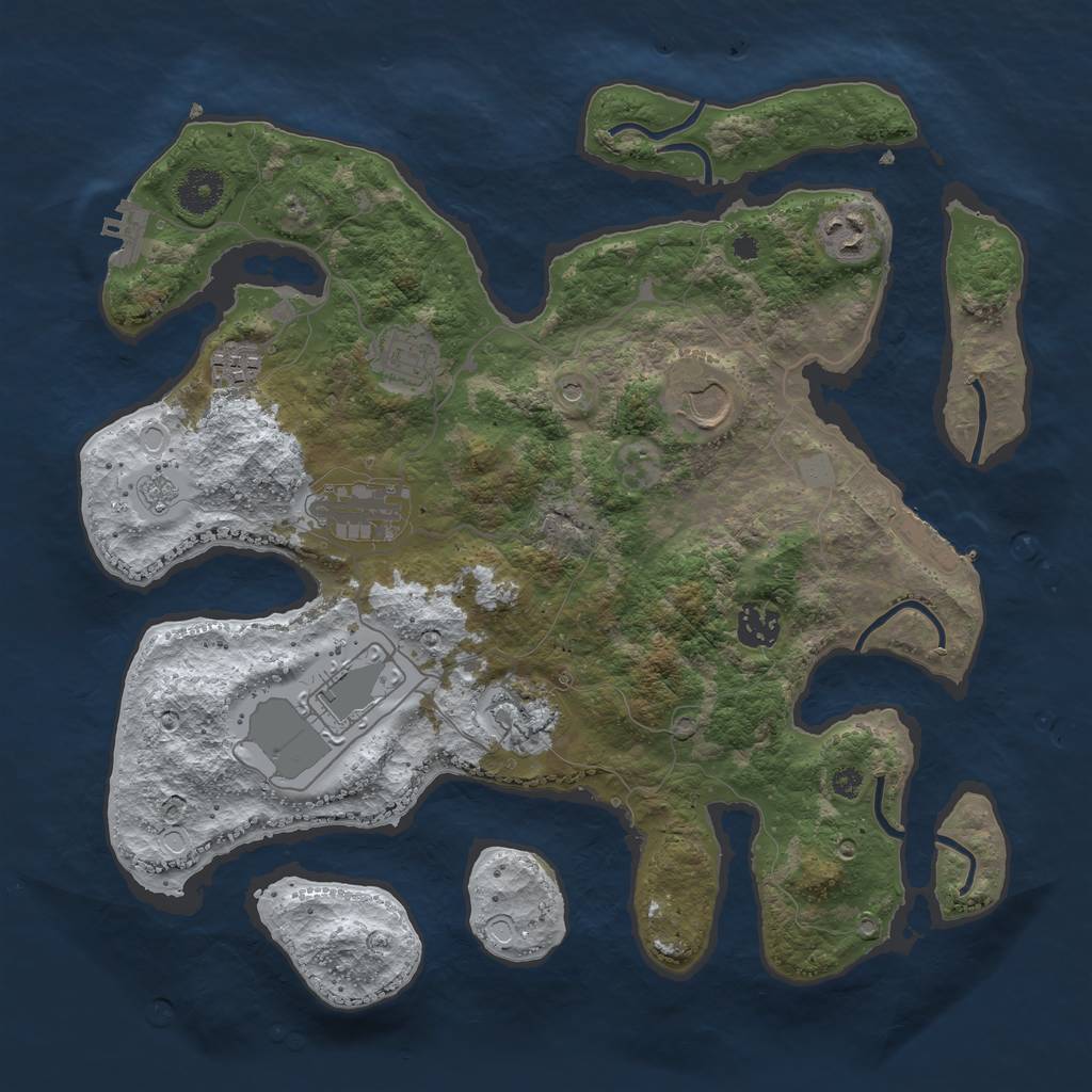 Rust Map: Procedural Map, Size: 3600, Seed: 17333, 17 Monuments