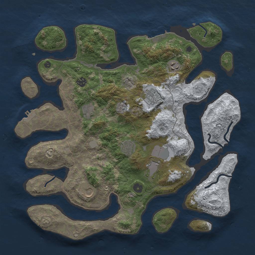 Rust Map: Procedural Map, Size: 4000, Seed: 1874805814, 17 Monuments
