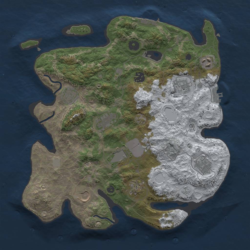 Rust Map: Procedural Map, Size: 3500, Seed: 5331, 18 Monuments
