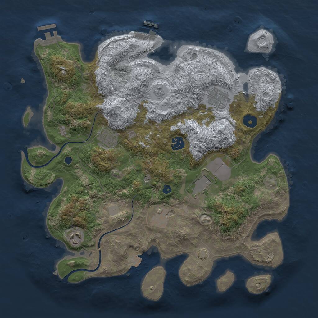 Rust Map: Procedural Map, Size: 3500, Seed: 2941101, 12 Monuments