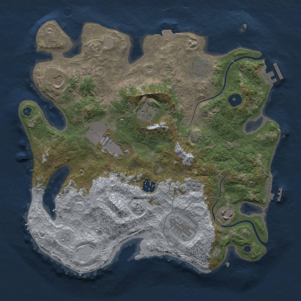 Rust Map: Procedural Map, Size: 3500, Seed: 1540467, 14 Monuments