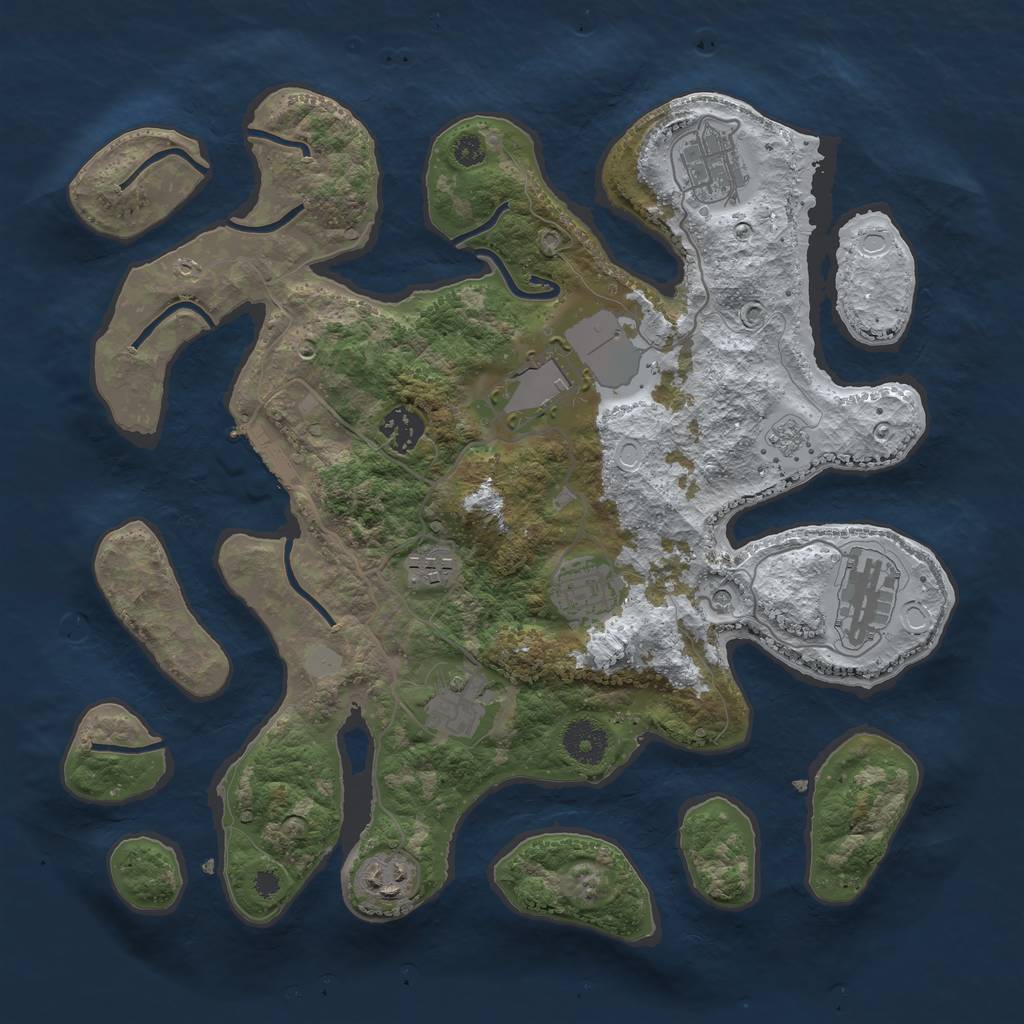 Rust Map: Procedural Map, Size: 3500, Seed: 11032055, 16 Monuments