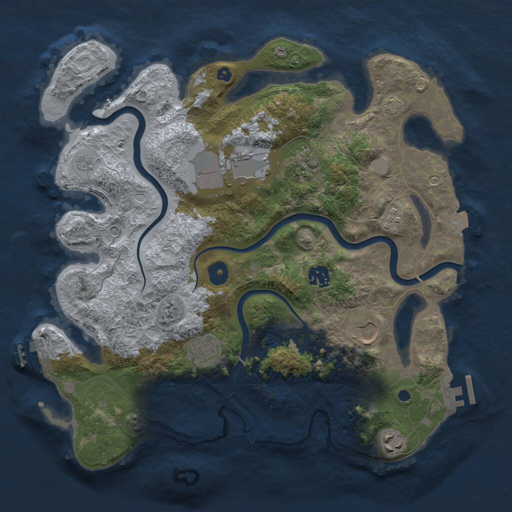 Rust Map: Procedural Map, Size: 3500, Seed: 1131798828, 13 Monuments