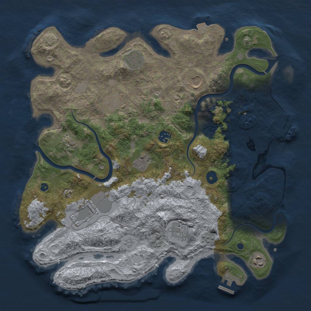 Rust Map: Procedural Map, Size: 3850, Seed: 317940153, 16 Monuments