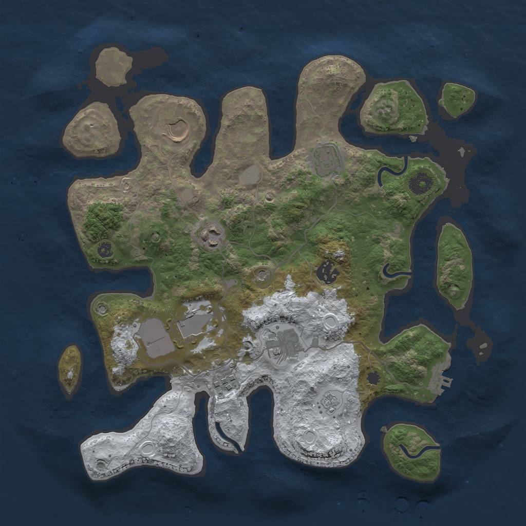 Rust Map: Procedural Map, Size: 3500, Seed: 3884934, 15 Monuments