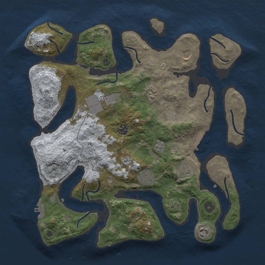 Rust Map: Procedural Map, Size: 3750, Seed: 2149307, 17 Monuments
