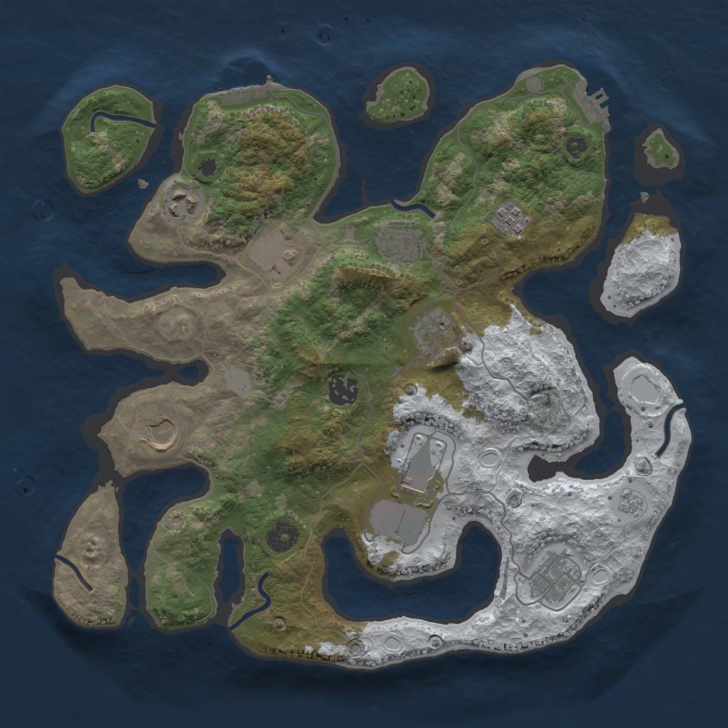 Rust Map: Procedural Map, Size: 3500, Seed: 5747307, 17 Monuments