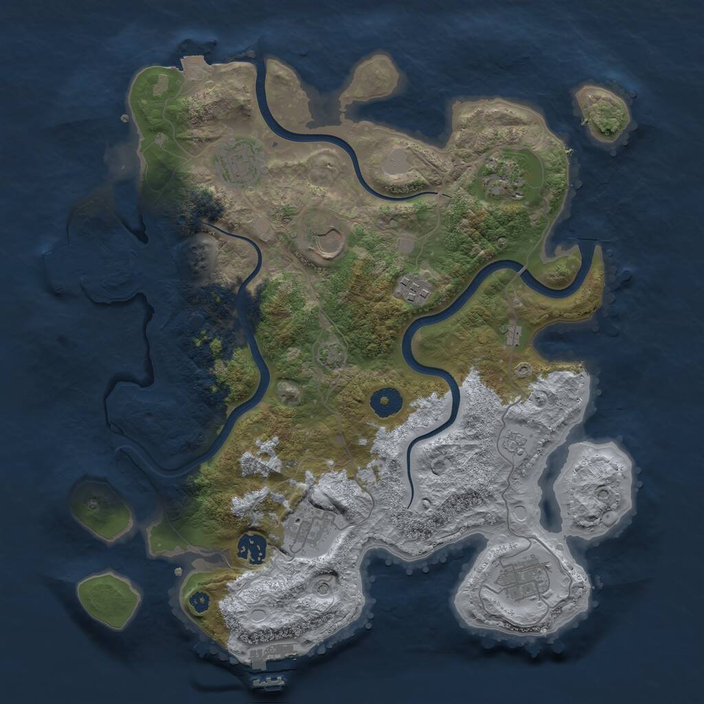 Rust Map: Procedural Map, Size: 3500, Seed: 575440, 13 Monuments