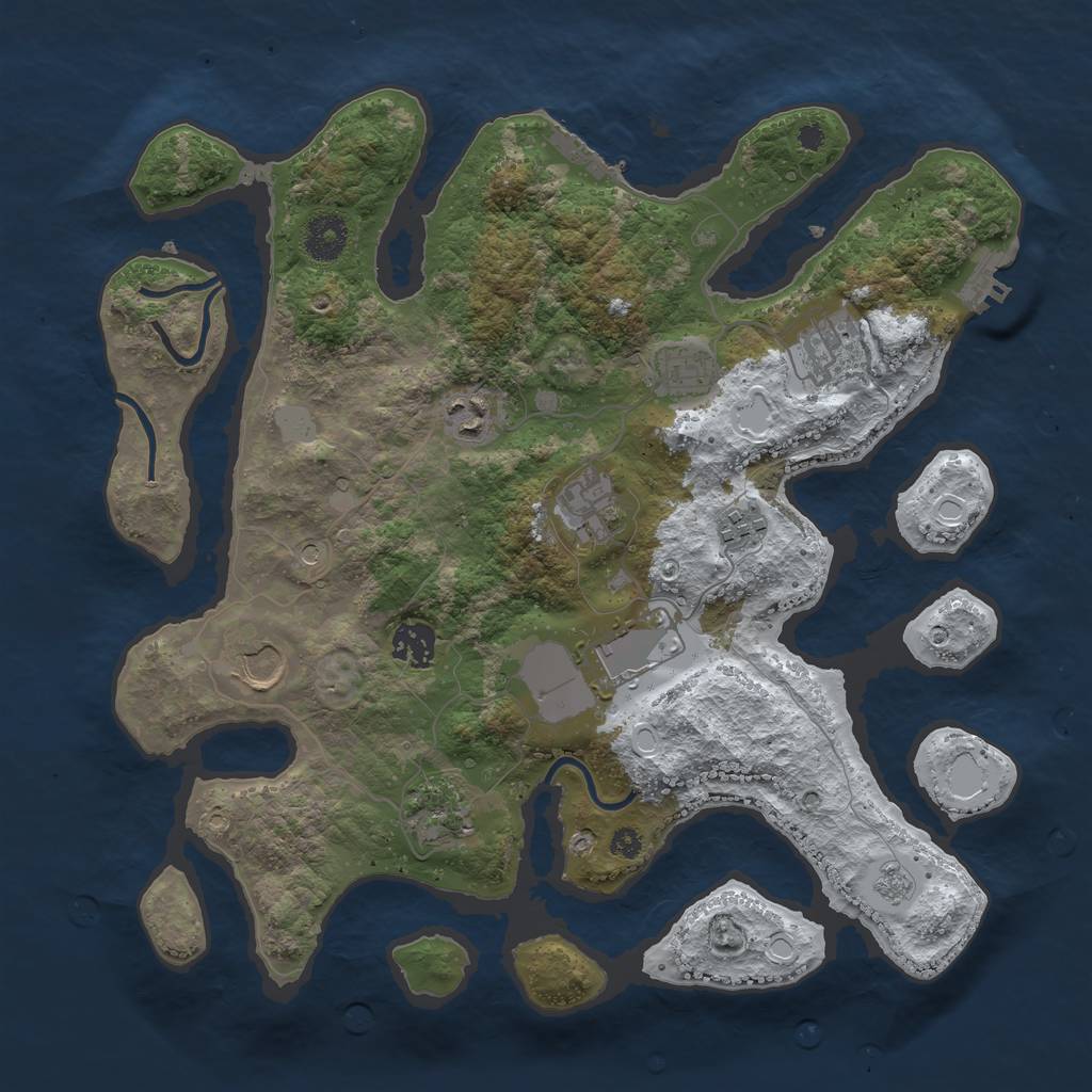 Rust Map: Procedural Map, Size: 3600, Seed: 323455, 18 Monuments