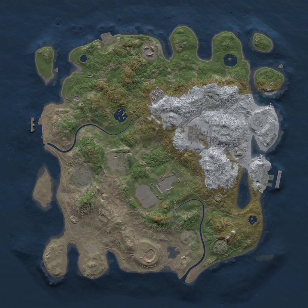 Rust Map: Procedural Map, Size: 3500, Seed: 2216160, 14 Monuments