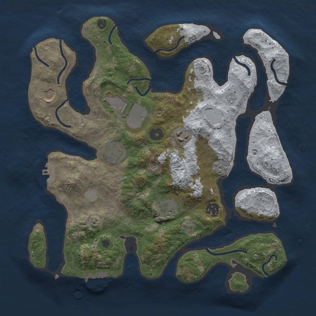 Rust Map: Procedural Map, Size: 3500, Seed: 104354, 16 Monuments