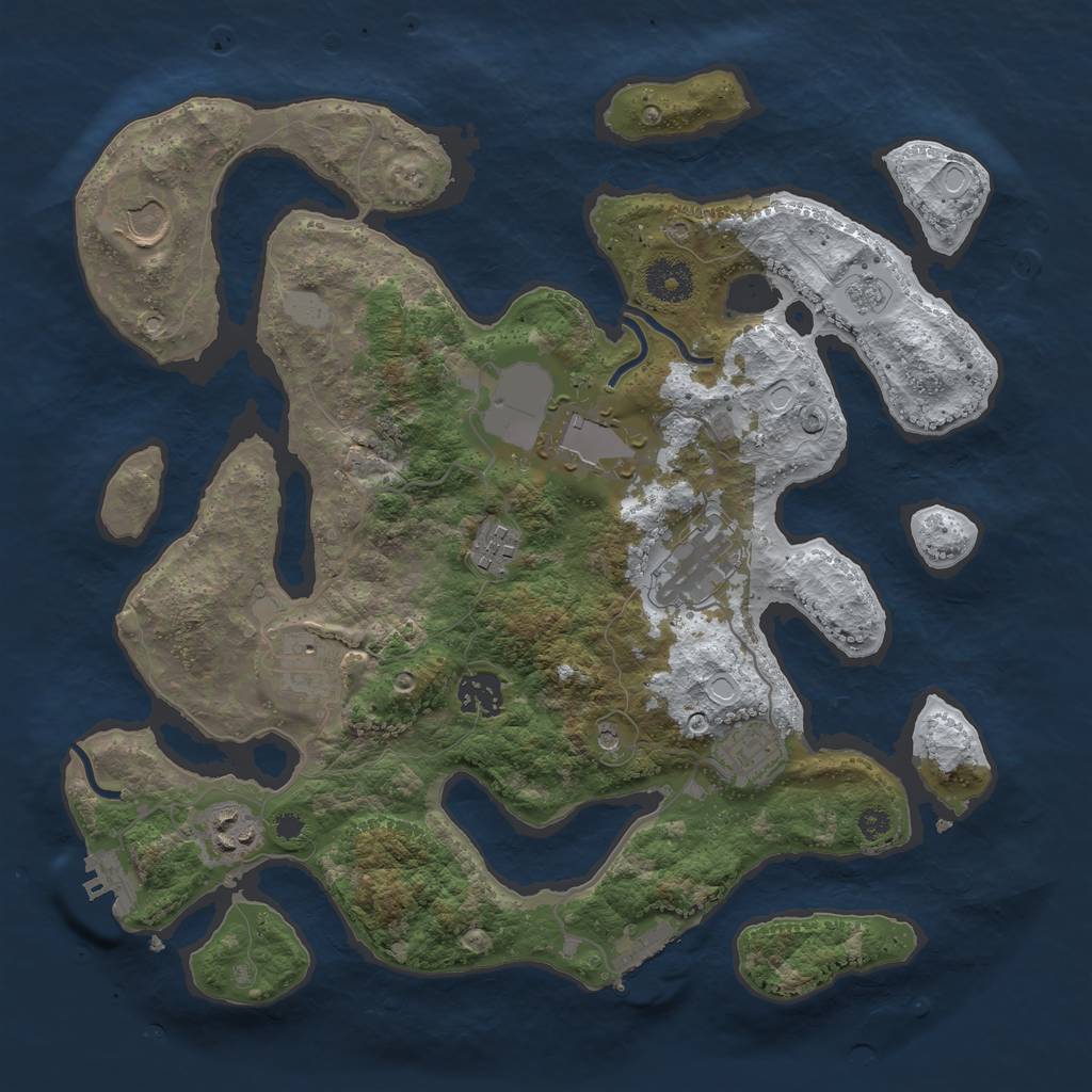 Rust Map: Procedural Map, Size: 3500, Seed: 5441266, 17 Monuments